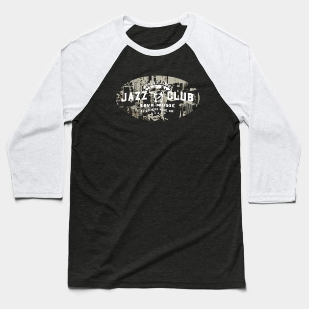 Urban Jazz Club Emblem Baseball T-Shirt by jazzworldquest